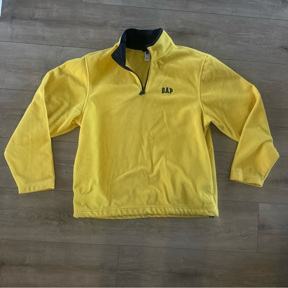 Vintage GAP Men’s Simple Yellow 1/4 Zip Fleece Pullover Jacket size L Large